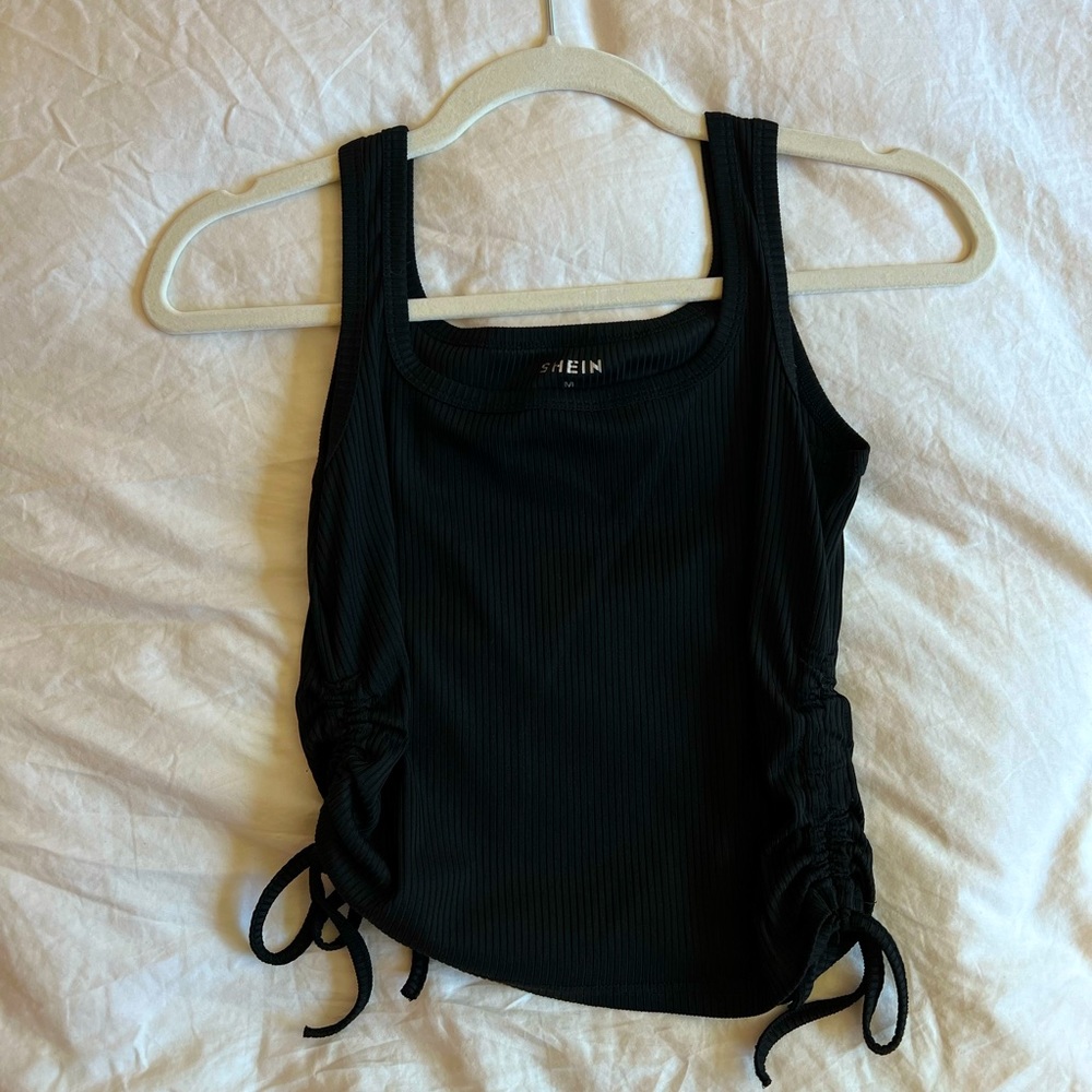 Shein black tank top with cinches medium